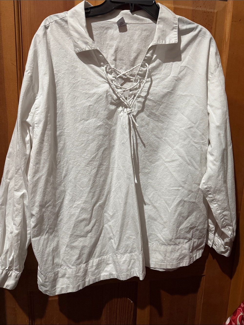 Old Navy White Lace-Up Collared Tunic Top